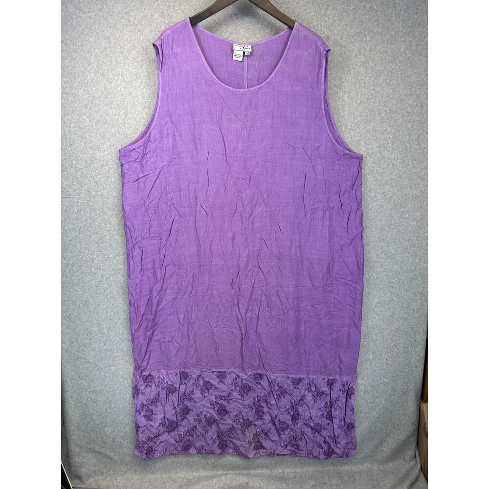 Victoria Moon Dress Womens Size 3X Purple Floral Embroidered Rayon Sleeveless